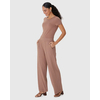 Calça Wide Leg Feminina Cintura Alta Viscose Canelada 1000110527 - Atacado