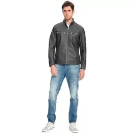 Jaqueta Masculina Em Pu Com Zíper 520139 - AtacadoJaqueta Masculina Em Pu Com Zíper 520139 - Atacado