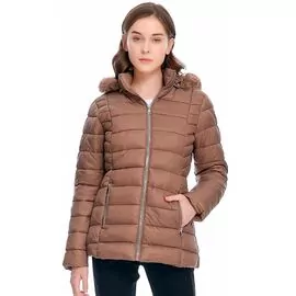 Jaqueta Feminina Puffer Com Capuz Peluciada 620239 - Atacado