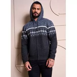 Blusa de Tricot Masculina C/ Capuz e Zíper 590174 - Atacado