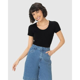 Blusa Basica Malwee Feminina Manga Curta Canelado 1000050615 - Atacado