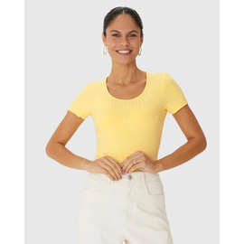 Blusa Básica Malwee Feminina Manga Curta Canelado 1000050615 - Atacado