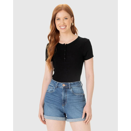 Blusa Básica Malwee Feminina Botões Frontais Malha Viscose Canelada 1000070953 - Atacado