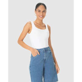 Regata Básica Feminina Decote U Canelado Viscose 1000089661 - Atacado