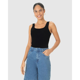 Regata Básica Feminina Decote U Canelado Viscose 1000089661 - Atacado