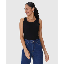 Regata Básica Malwee Feminina Detalhe Costura Renda Em Ribana 1000131765 - Atacado