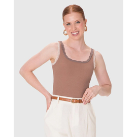 Regata Básica Malwee Feminina Detalhe Costura Renda Em Ribana 1000131765 - Atacado