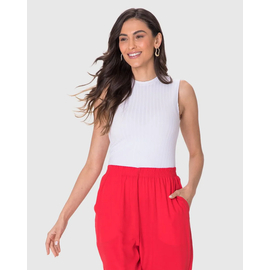 Regata Básica Malwee Feminina Justa Gola Alta Em Malha Viscose Canelada 1000133622 - Atacado