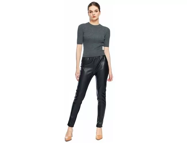 Calça Feminina em PU e Malha Preto 240479 - Atacado