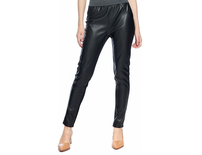 Calça Feminina em PU e Malha Preto 240479 - Atacado