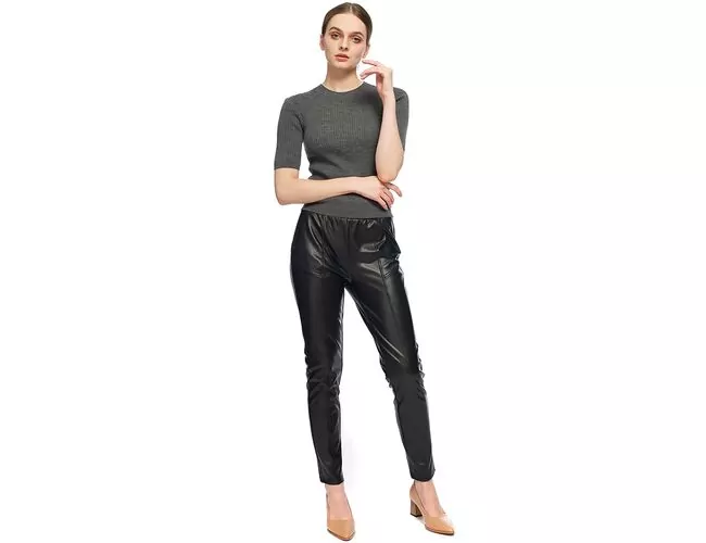 Calça Feminina em PU Com Cós Elástico 240473 - Atacado