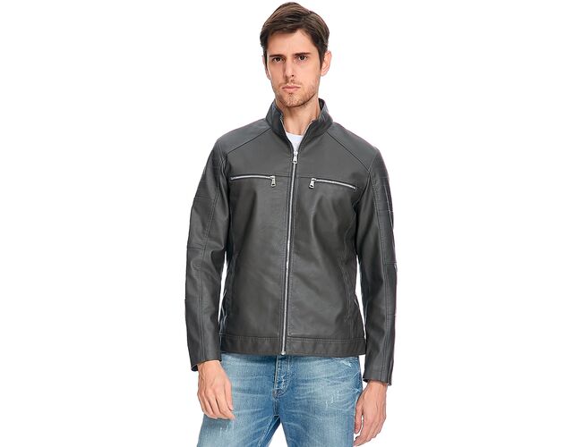 Jaqueta Masculina Em Pu Com Zíper 520139 - Atacado