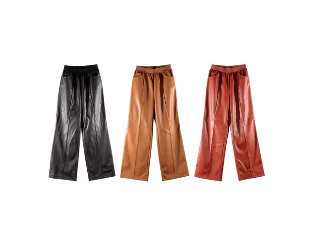 Calça Feminina Pantalona em Couro Sintético 240467 - Atacado