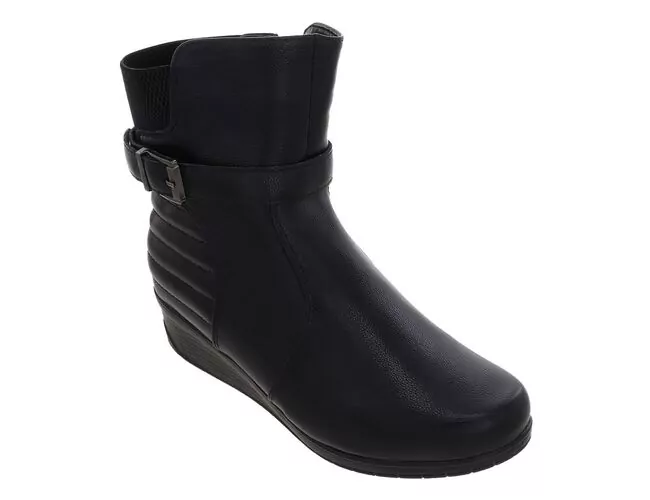 Bota Feminina Salto Anabela Com Fivela Mooncity 71105 Preto - Atacado
