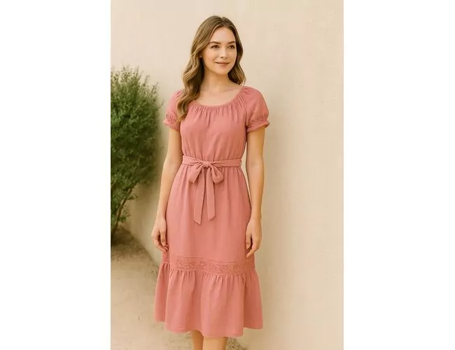 Vestido Feminino Manga curta Midi Facinelli 230243 - Atacado