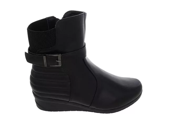 Bota Feminina Salto Anabela Com Fivela Mooncity 71105 Preto - Atacado