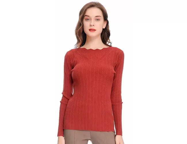 Blusa Feminina de Tricot Canelado Gola Trabalhada 650936 - Atacado