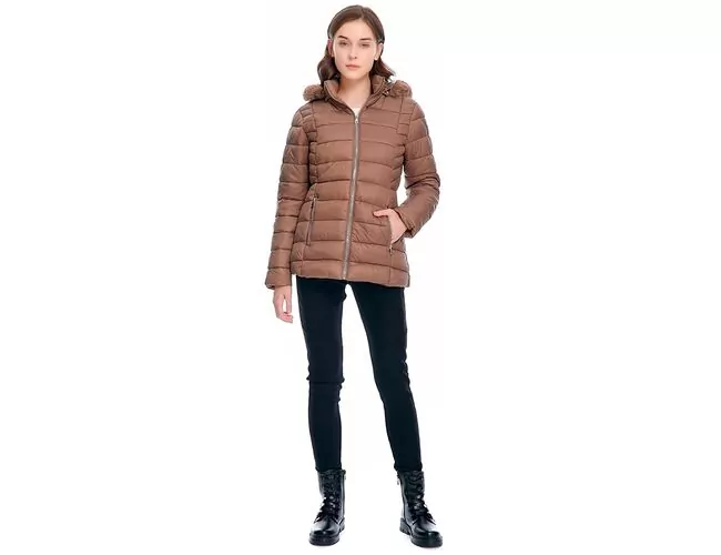 Jaqueta Feminina Puffer Com Capuz Peluciada 620239 - Atacado