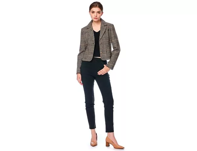 Blazer Cropped Xadrez Feminino 610270 - Atacado