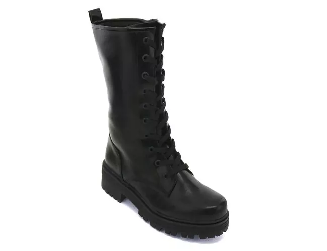 Bota Coturno Feminina Salto Tratorado Mooncity 72227 Preto - Atacado