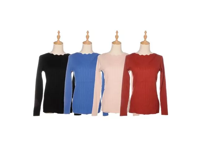 Blusa Feminina de Tricot Canelado Gola Trabalhada 650936 - Atacado