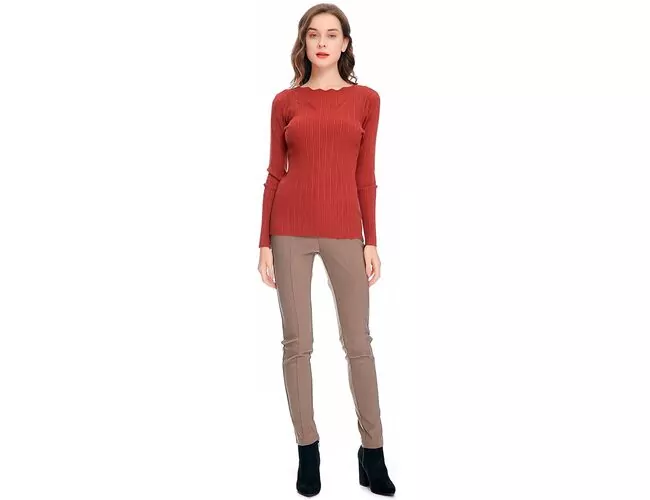 Blusa Feminina de Tricot Canelado Gola Trabalhada 650936 - Atacado