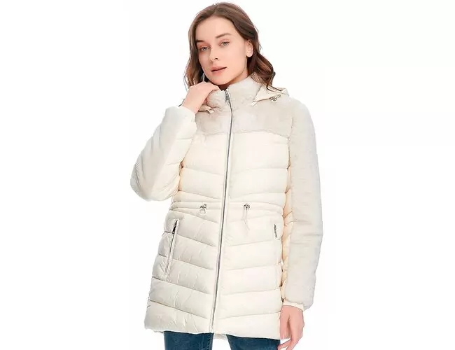 Jaqueta Parka Feminina Nylon e Plelo Com Bolsos 620265 - Atacado