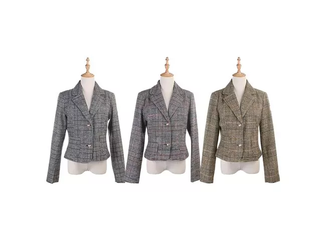 Blazer Cropped Xadrez Feminino 610270 - Atacado