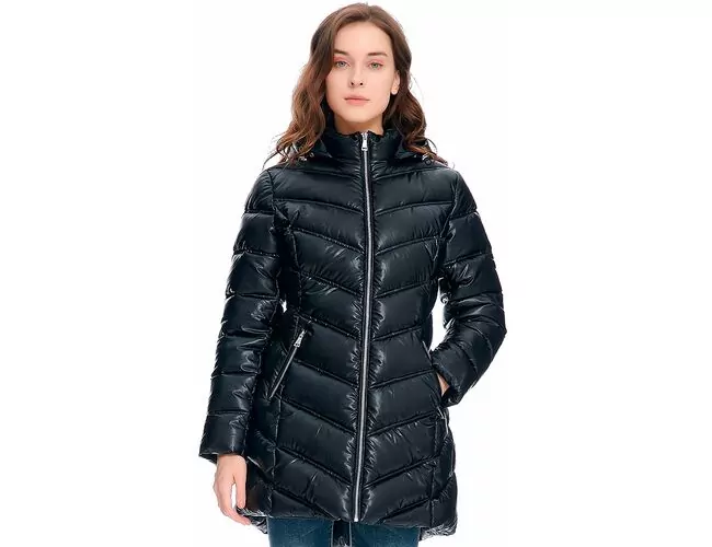 Jaqueta Puffer Feminina Alongada Com Capuz 620274 - Atacado