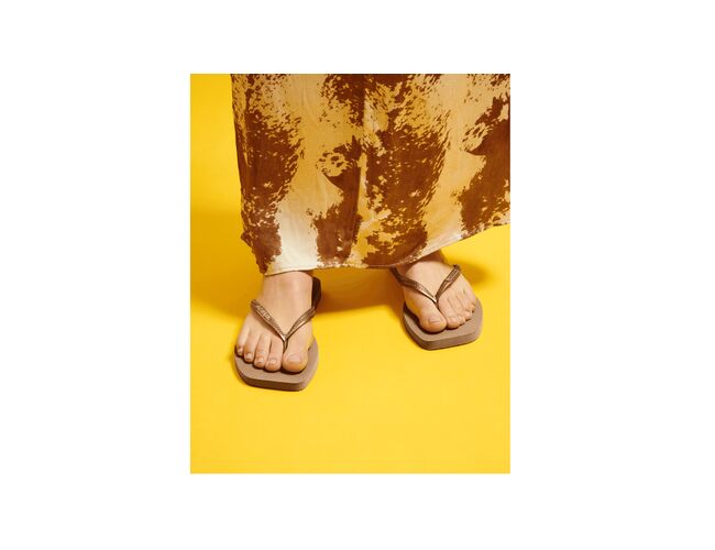 Chinelo Feminino Havaianas Slim Square Logo Metallic - Atacado