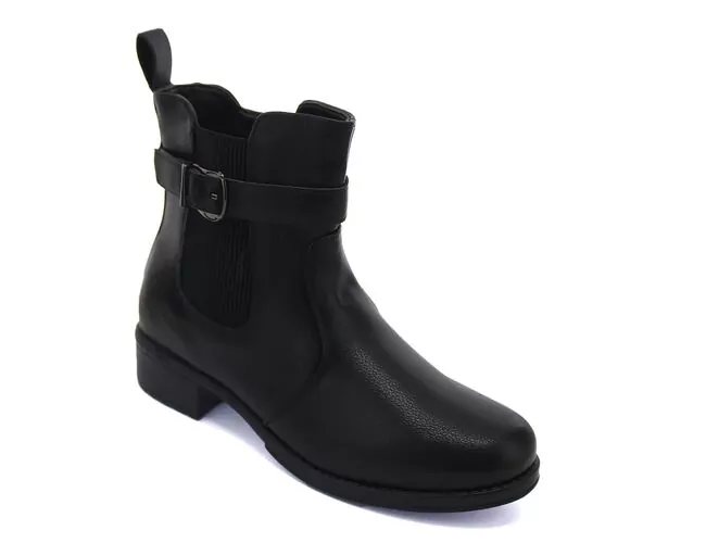 Bota Chelsea Feminina Coturno Fivela Salto Baixo 72110 Preto - AtacadoBota Chelsea Feminina Coturno Fivela Salto Baixo 72110 Preto - Atacado