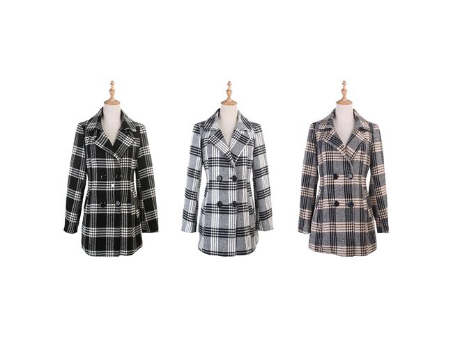 Casaco Sobretudo Feminino Xadrez 610271 - Atacado