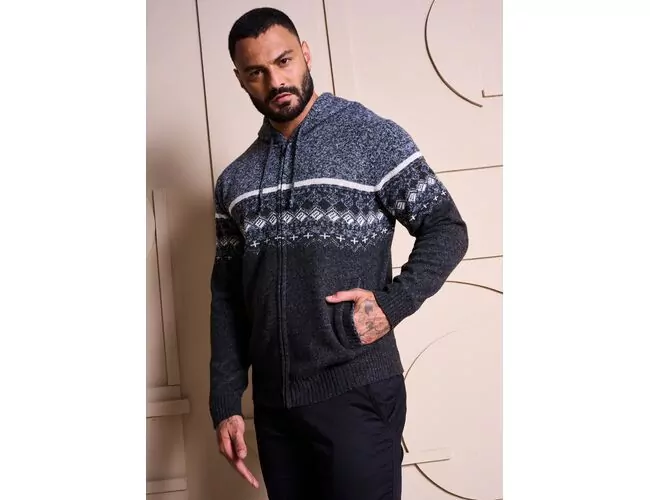 Blusa de Tricot Masculina C/ Capuz e Zíper 590174 - Atacado