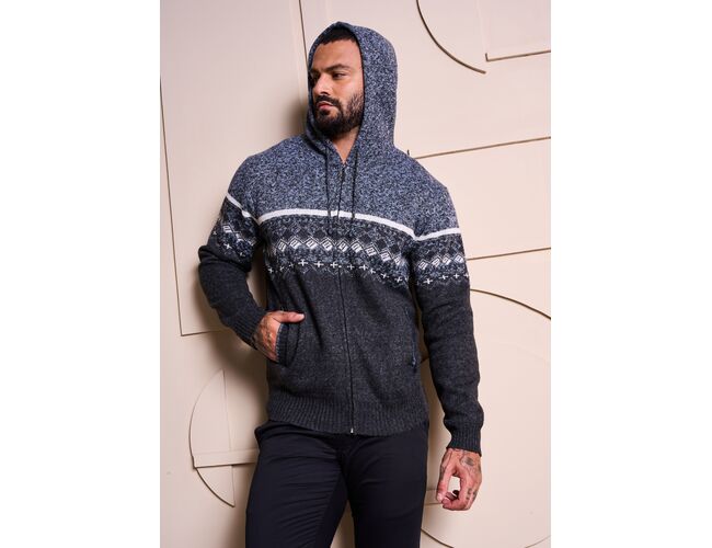 Blusa de Tricot Masculina C/ Capuz e Zíper 590174 - Atacado