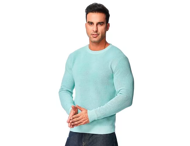 Blusa de Tricot Masculina Gola Redonda Texturizada 590214 - Atacado