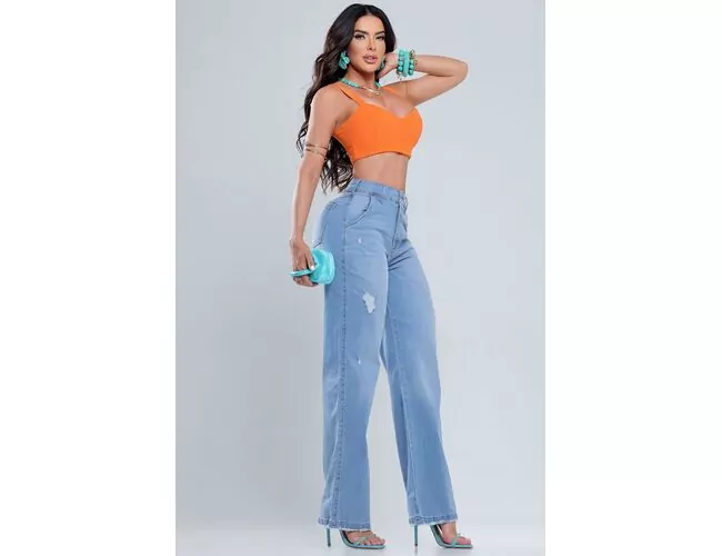 Calça Jeans Feminina RI19 Wide Leg 78678 - Atacado