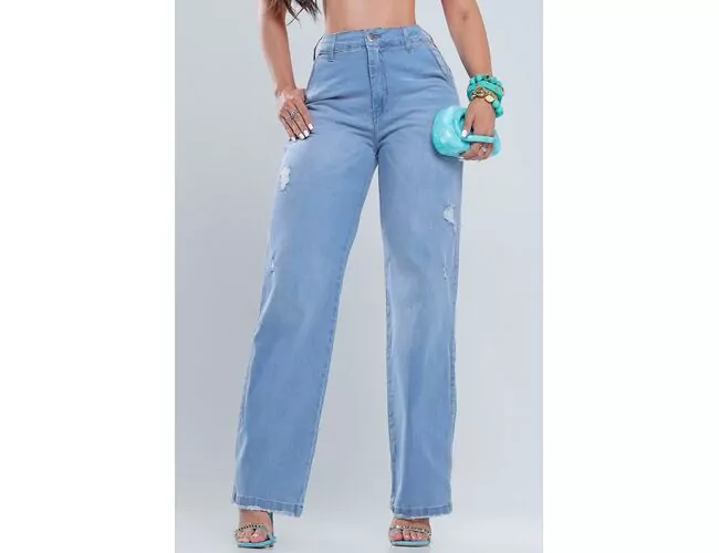 Calça Jeans Feminina RI19 Wide Leg 78678 - Atacado
