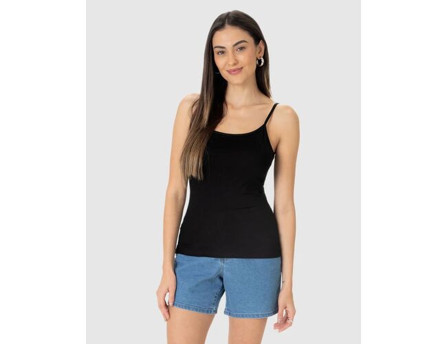 Regata Básica Feminina Malwee Decote Redondo Em Viscose Stretch 1000004489 - Atacado
