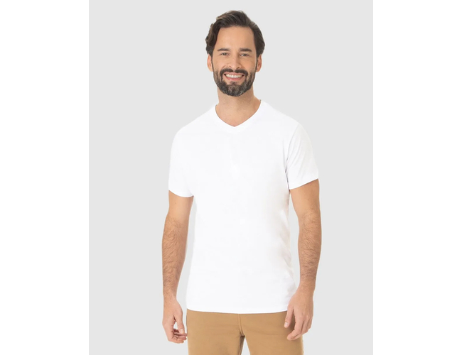 Camiseta Básica Malwee Masculina Gola V Em Algodão 1000004422 - Atacado