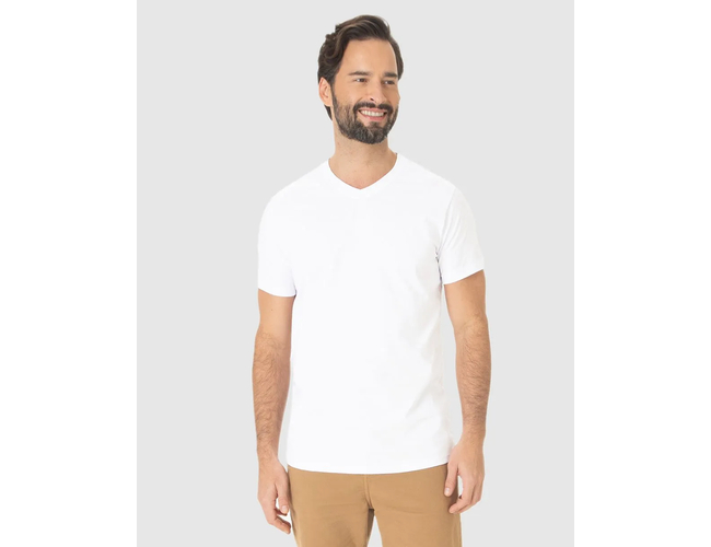 Camiseta Básica Malwee Masculina Gola V Em Algodão 1000004422 - Atacado