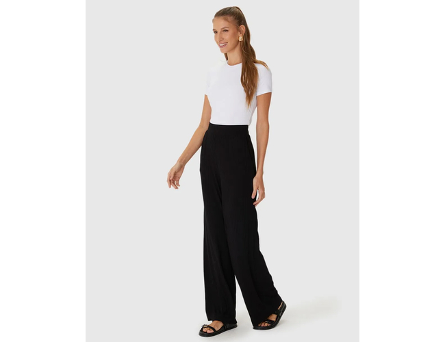 Calça Wide Leg Feminina Cintura Alta Viscose Canelada 1000110527 - Atacado