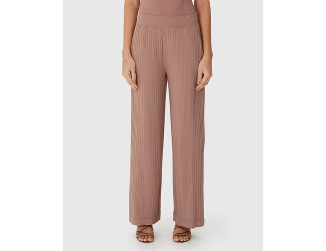 Calça Wide Leg Feminina Cintura Alta Viscose Canelada 1000110527 - Atacado