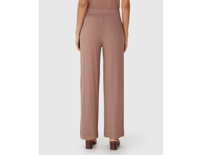 Calça Wide Leg Feminina Cintura Alta Viscose Canelada 1000110527 - Atacado