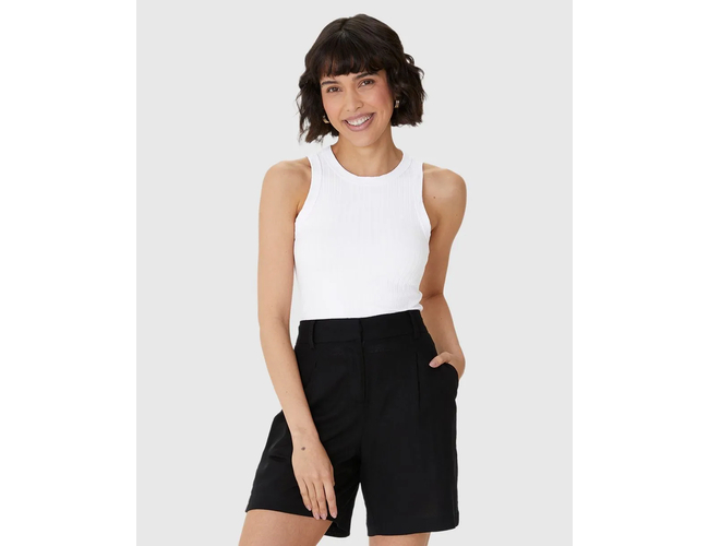 Regata Básica Malwee Feminina Long Cropped Viscose Canelada 10000113554 - Atacado