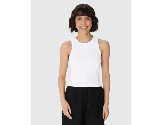 Regata Básica Malwee Feminina Long Cropped Viscose Canelada 10000113554 - Atacado