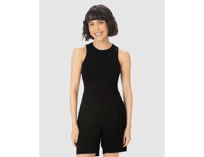 Regata Básica Malwee Feminina Long Cropped Viscose Canelada 10000113554 - Atacado