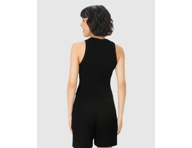 Regata Básica Malwee Feminina Long Cropped Viscose Canelada 10000113554 - Atacado