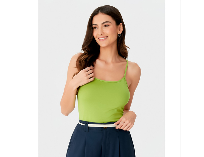 Regata Básica Feminina Malwee Decote Redondo Em Viscose Stretch 1000004489 - Atacado