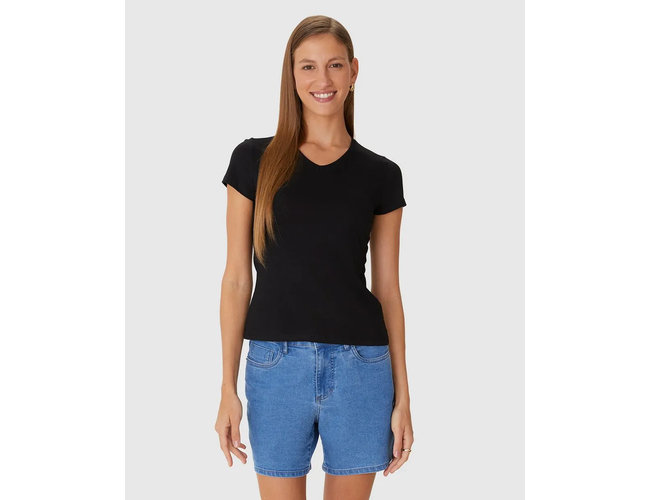 Blusa Básica Malwee Feminina Decote V Em Algodão 1000047373 - Atacado