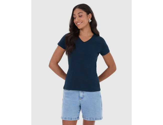 Blusa Básica Malwee Feminina Decote V Em Algodão 1000047373 - Atacado